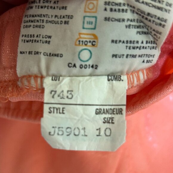 Vintage Tanjay Melon Orange Button Front Top Pleated Skirt Set Size 10 Academia - Picture 6 of 10